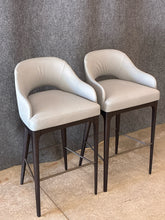 Load image into Gallery viewer, Pair of Lazzoni Tolina Grey Leather Bar Stools