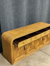 Load image into Gallery viewer, Vintage Rattan Wrapped Waterfall Credenza