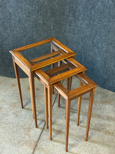 Load image into Gallery viewer, Antique Mahogany &amp; Glass Nesting Tables