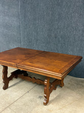 Load image into Gallery viewer, Vintage Trestle Dining Table with 2 Leaves