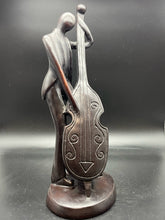 Load image into Gallery viewer, Modern Carved Wood Jazz Bassist Sculpture