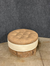 Load image into Gallery viewer, Traditional Upholstered Round Skirted Ottoman