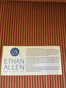 Ethan Allen Red Striped Rolled Back Arm Chair