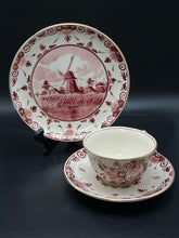 Load image into Gallery viewer, Delft Cranberry 3 Piece Cup + Saucer