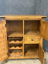 Load image into Gallery viewer, Rustic Bar Cabinet with Wine Rack