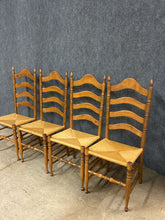 Load image into Gallery viewer, Set Of 4 Rush Seat Ladder Back Dining Chairs