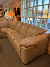 Load image into Gallery viewer, Beige Leather Reclining Sectional Sofa