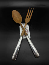 Load image into Gallery viewer, Wood Sterling Silver 2 Piece Serving utensils