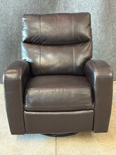 Load image into Gallery viewer, Contemporary Dark Brown Leather Swivel Glider Recliner