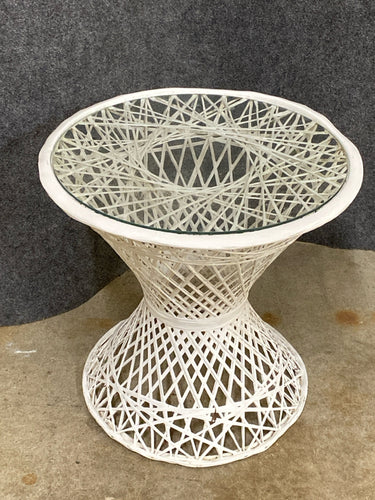 Vintage Russell Woodard Spun Fiberglass/Glass Top Side Table