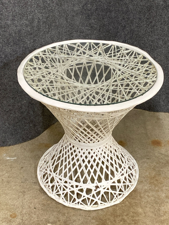 Vintage Russell Woodard Spun Fiberglass/Glass Top Side Table