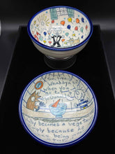 Load image into Gallery viewer, Blue Trim Ceramic 2 Piece Multi-Color Bowls