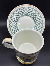 Load image into Gallery viewer, Villeroy &amp; Boch Basket Porcelain Green Trim White Print 22 Piece Cup + Saucer