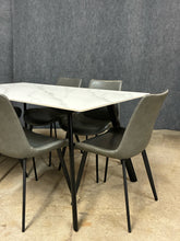 Load image into Gallery viewer, Contemporary Faux Marble Dining Table with 6 Grey Chairs