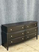 Load image into Gallery viewer, Contemporary Dark Wood Long Dresser with Tapered Legs