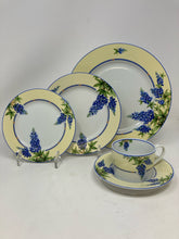 Load image into Gallery viewer, Blue Trim Floral Bone China Yellow Dinnerware set