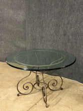 Load image into Gallery viewer, Scroll Iron &amp; Glass Round Dining Table