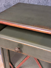 Load image into Gallery viewer, Green Distressed Console Cabinet with Glass Front Doors