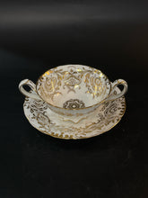 Load image into Gallery viewer, Porcelain Gold Trim White 11 Piece Vintage Floral Cup + Saucer