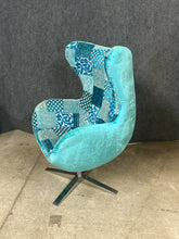Load image into Gallery viewer, Title: Contemporary Patchwork Upholstered Swivel Egg Chair