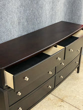 Load image into Gallery viewer, Contemporary Dark Wood Long Dresser with Tapered Legs