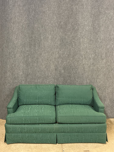 Traditional Green Upholstered Loveseat with Skirted Base