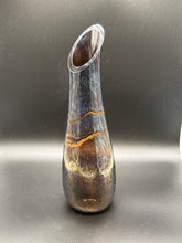 Load image into Gallery viewer, Iridescent Art Glass Vase - Pulled Rim Studio Pottery Style, 12" Tall