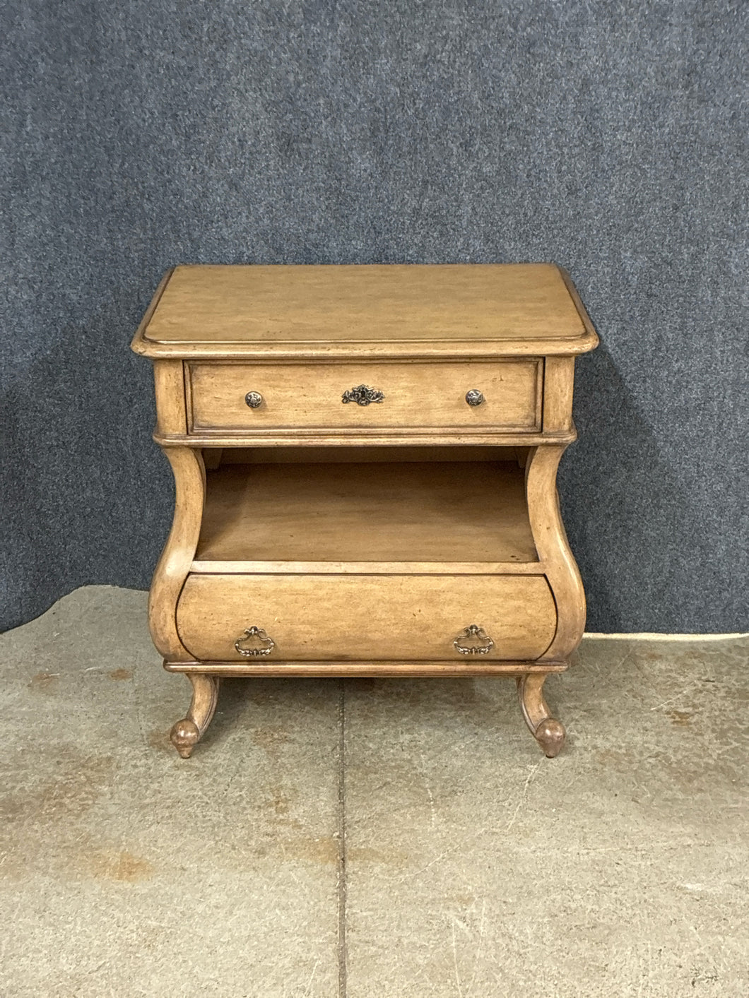 French Heritage Bombe-Style Nightstand/Side Chest