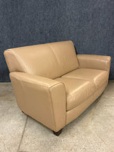 Load image into Gallery viewer, Natuzzi Tan Leather Loveseat