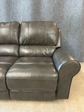 Load image into Gallery viewer, Traditional Grey Leather Power Reclining Sofa