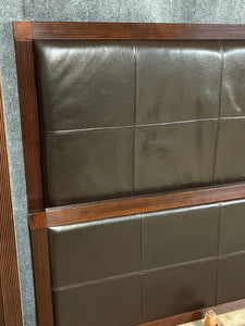 Transitional Queen Bed Frame with Faux Leather Upholstered Panels