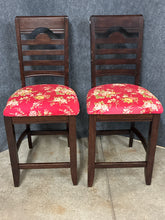 Load image into Gallery viewer, Pair of Stools with Red Floral Upholstery