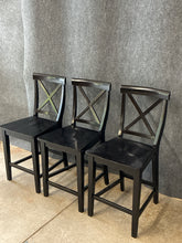 Load image into Gallery viewer, Set Of 3 Black Cross-Back Counter Height Stools