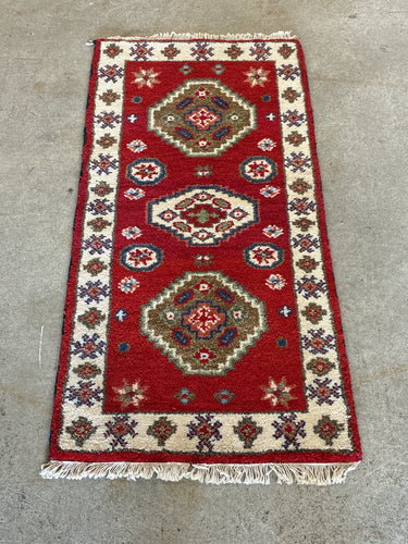 Hand-Knotted Wool Accent Rug