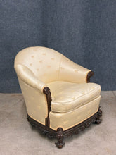 Load image into Gallery viewer, Carved Mahogany Down Cushion Lounge Chair