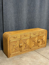 Load image into Gallery viewer, Vintage Rattan Wrapped Waterfall Credenza