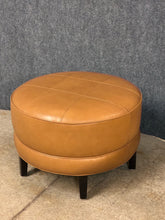 Load image into Gallery viewer, Ethan Allen Round Leather Ottoman