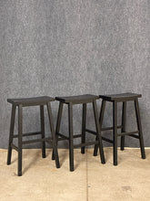 Load image into Gallery viewer, Set of 3 Black Saddle-Seat Bar Stools