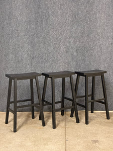 Set of 3 Black Saddle-Seat Bar Stools