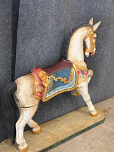 Load image into Gallery viewer, Hand-Carved Painted Carousel-Style Horse on Base