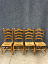 Load image into Gallery viewer, Set Of 4 Rush Seat Ladder Back Dining Chairs