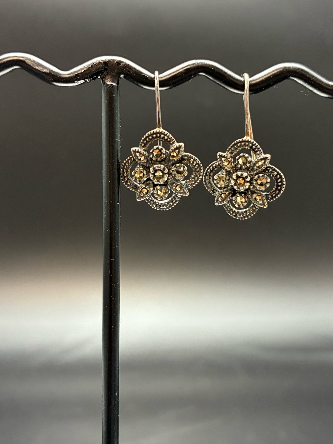 Judith Jack Sterling Silver Marcasite Pierced Earrings