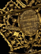 Load image into Gallery viewer, 1 Piece Filigree Rhinestone Goldtone Pin