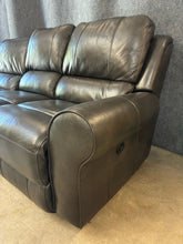 Load image into Gallery viewer, Traditional Grey Leather Power Reclining Sofa