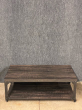 Load image into Gallery viewer, Rustic Industrial Rolling Coffee Table