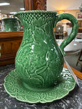 Load image into Gallery viewer, Bordallo Pinheiro Green Ceramic 2 Piece Leaf Pitcher
