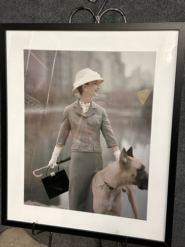 Vintage Fashion Lady with Great Dane Framed Art Print