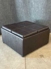 Load image into Gallery viewer, Leather Flip-Top Nested Ottoman Storage Set