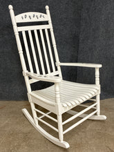 Load image into Gallery viewer, White Wood Rocker with Acorn Design Motif