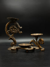 Load image into Gallery viewer, Decorative Distressed Cast Iron Scroll Candlestick Holders - Set of 3